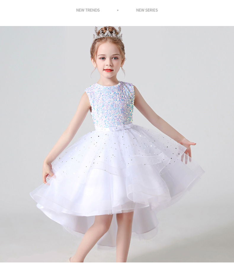 Thumbnail: 2023 Hot style Summer Sequin Lace Tuxedo Wedding Dress for girls 3-13 years old 