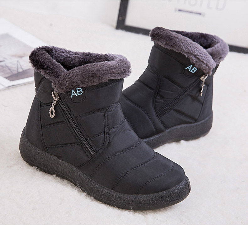 Thumbnail: Women's Boots Women's Ankle Boots With Fur Winter Shoes Women Low Heels Winter B