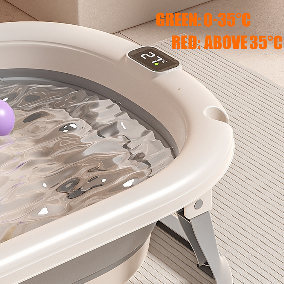Thumbnail: Foldable baby bathtub-with Bath Cushion and built-in thermometer-ideal for girl 