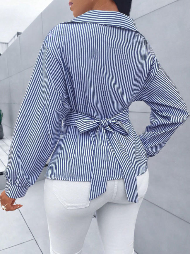 Thumbnail: Women Spring Summer Blouses Chic Shirts Lady Fashion Casual Long Sleeve Turn-dow