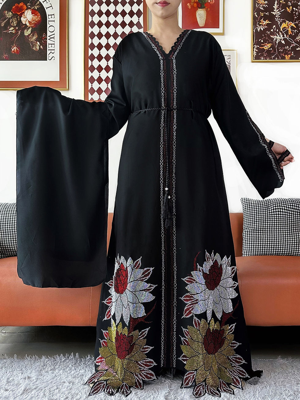 Thumbnail: New 2026 Muslim Party Dress Chiffon Diamond Long Sleeve Casual Clothing African 