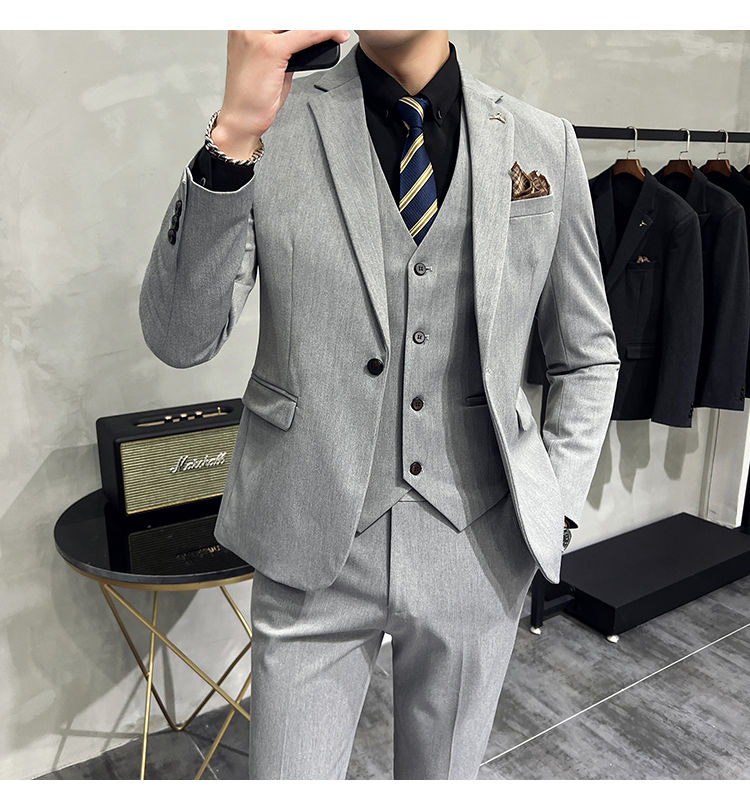 Thumbnail: S-7XL Jacket Vest Pants Luxury Elasticity Boutique Fashion Men's Solid Color Cas