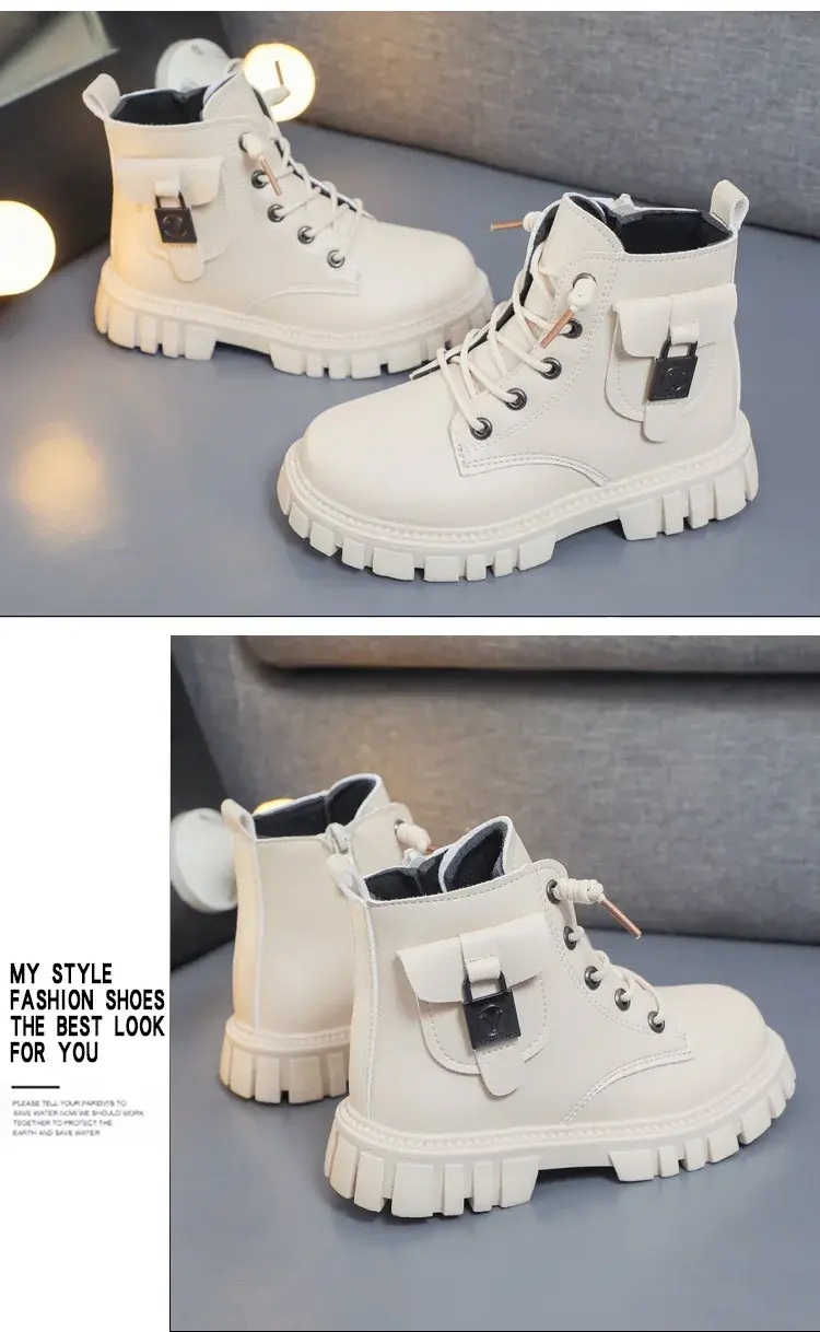 Thumbnail: Children Leather Boots Girls Fashion Autumn Winter New Casual Comfortable Short 