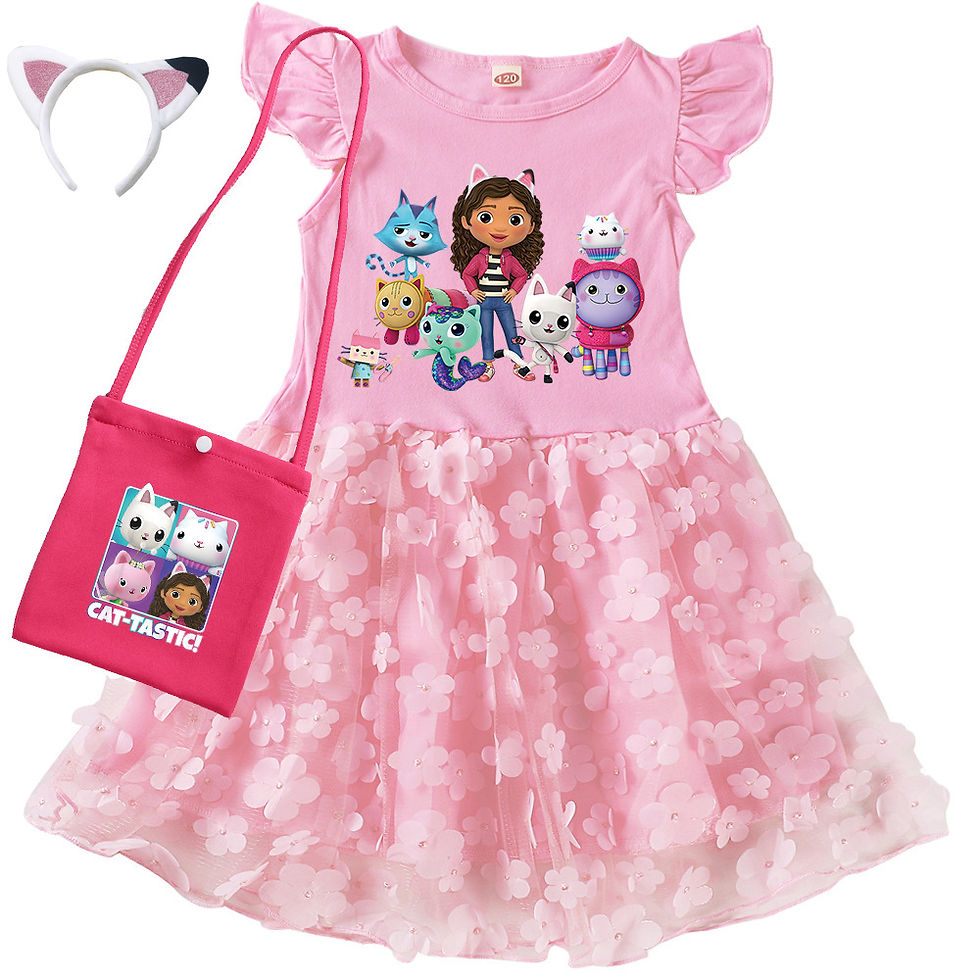 Thumbnail: Vestido De Gabbys Doolhouse Clothes Kids Cartoon Gabby Chat Dress Baby Girls Sum