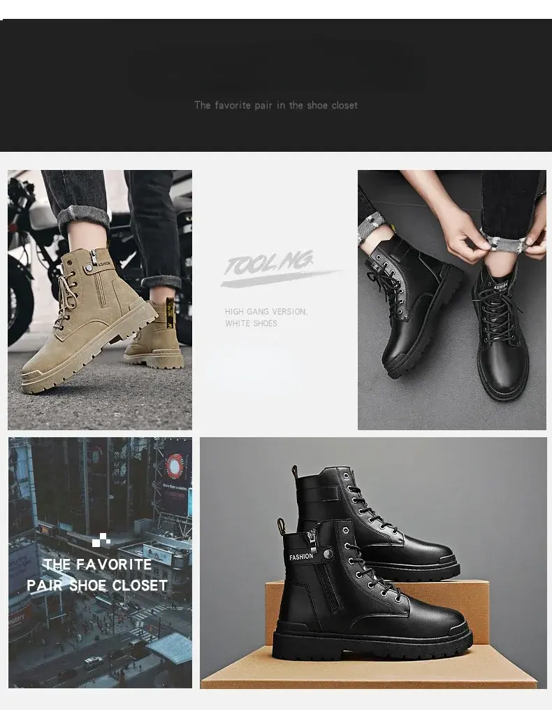 Thumbnail: Outdoor Men's Boots Autumn and Winter Anti Slip Wear-resistant Hiking Shoes Off-