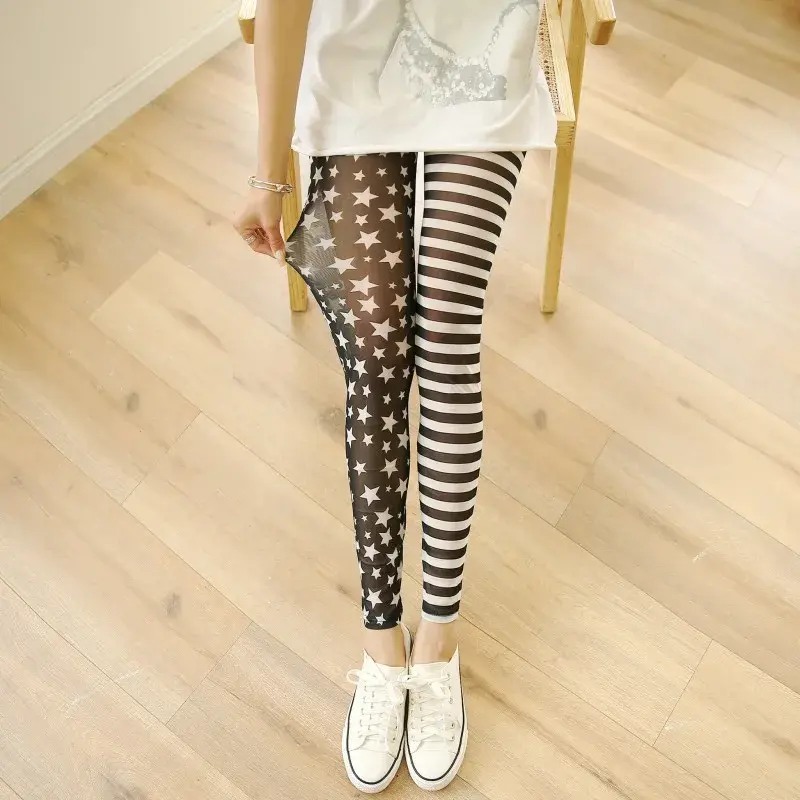 Thumbnail: New Summer Ultra-Thin Ice Silk Gauze Leggings Women Chiffon Cropped Pants High W