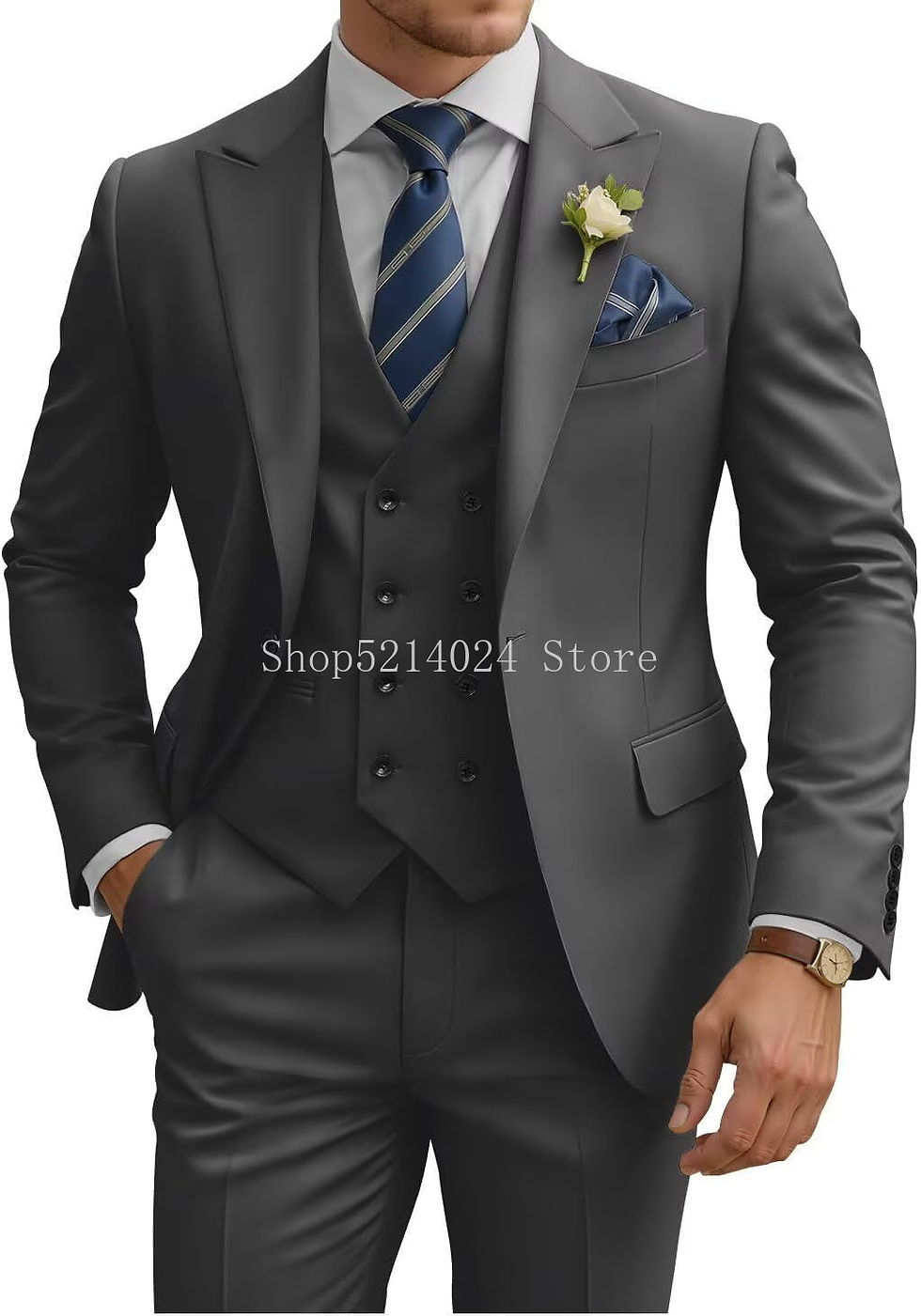 Thumbnail: Mens Suit 3 Piece Slim Fit Suits for Men Double Breasted Suit Wedding Prom Suits