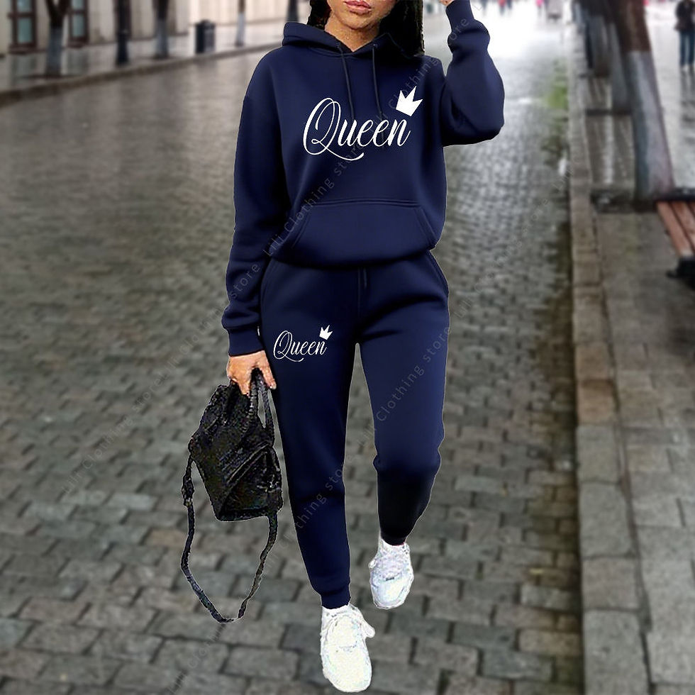 Thumbnail: Queen Letter Graphic Print Women's Sets Hoodies Pants 2pcs Suit Autumn Winter Sp