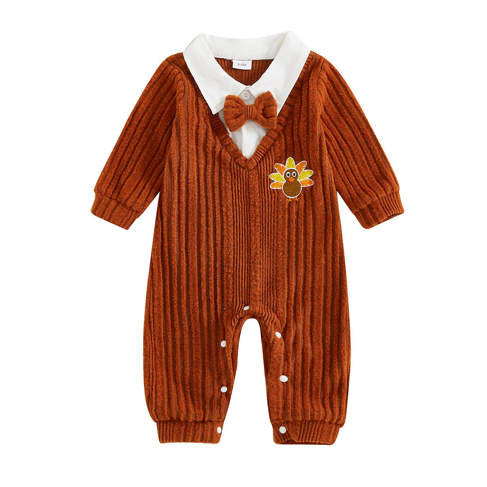 Thumbnail: Infant Boys Romper Turkey Print Long Sleeve Jumpsuit for Fall Season Casual Than