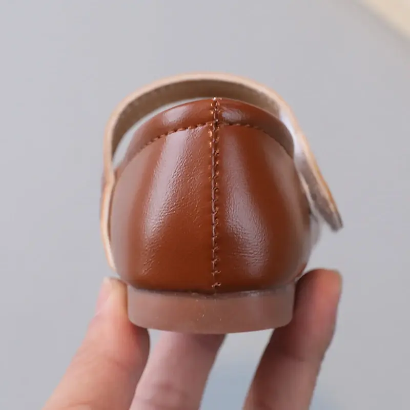 Thumbnail: Girls Black Leather Shoes for Wedding Party Back To School Flats Kids Mary Janes