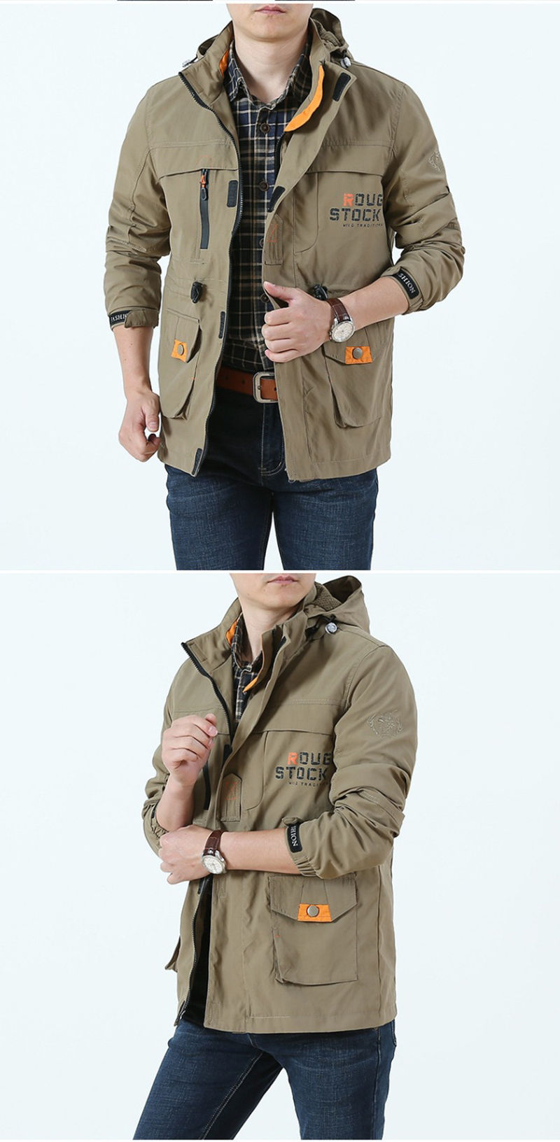 Thumbnail: 2024 Business Casual Jackets Man Sports Coat Spring Windproof Hooded Jackets Qui