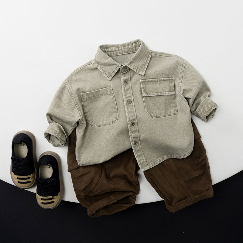 Thumbnail: 1-7 Y Kids Clothes Autumn New Boys Shirts Korean Style Full Length Boys Blouse  