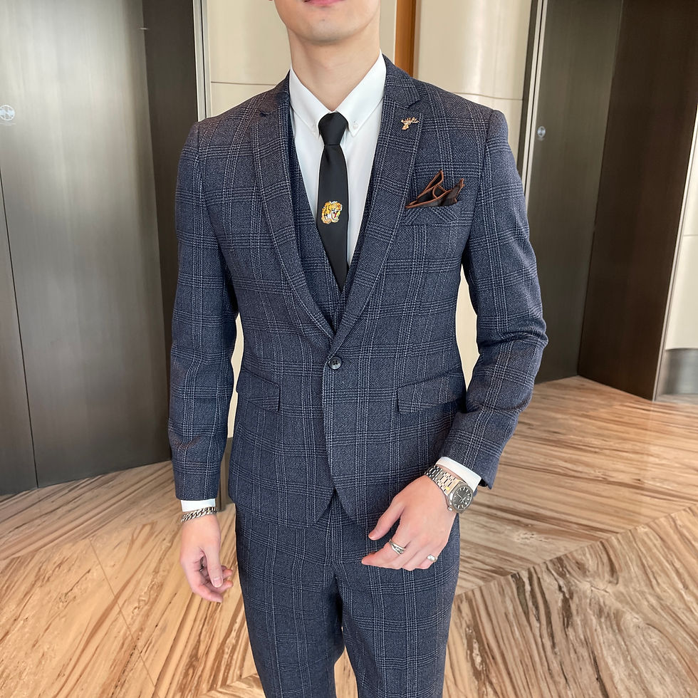 Thumbnail: British Korean Style High Quality Modified Plaid Three-Piece Suit for Men - Styl