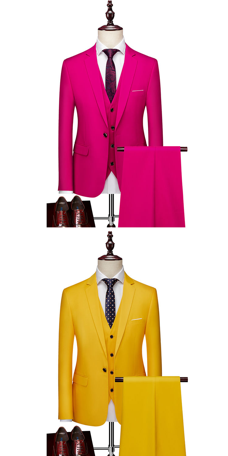 Thumbnail: M-6XL 15 Colors ( Jacket+Vest+Pants ) Formal Business Office Men's Suits Groom W