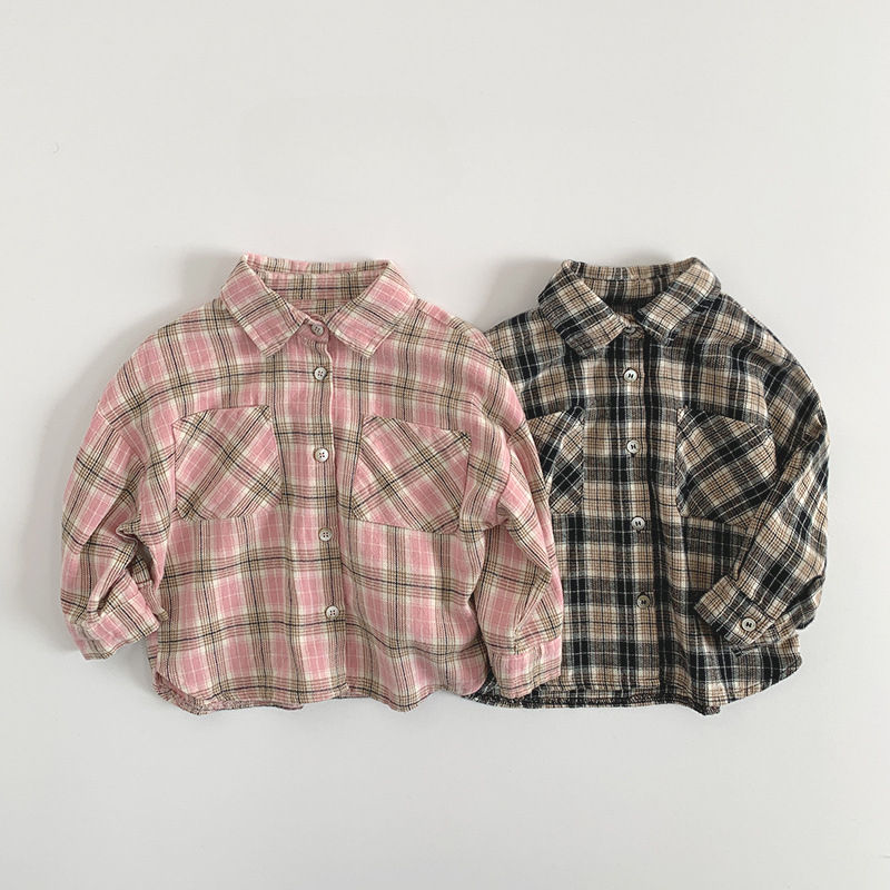 Thumbnail: Spring and Autumn Boys' Checkered Shirt Korean Edition Loose Casual Long Sleeve 