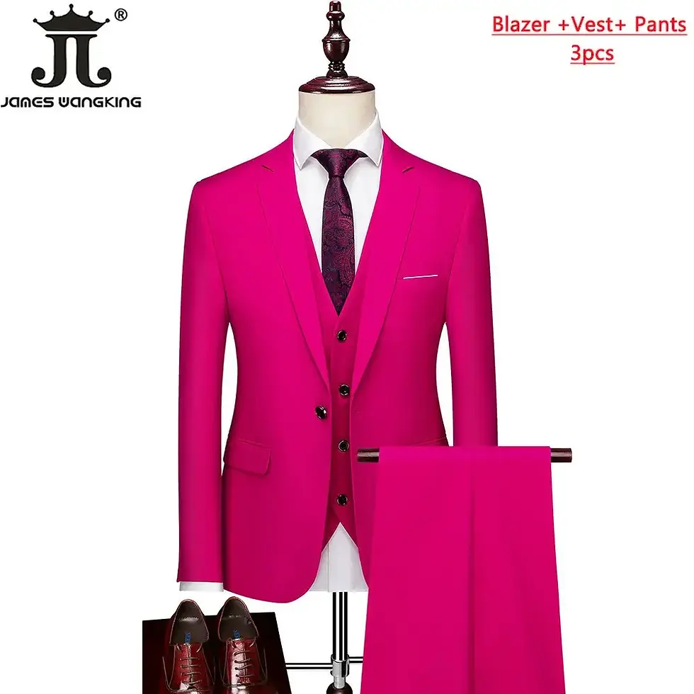 Thumbnail: M-6XL 15 Colors ( Jacket+Vest+Pants ) Formal Business Office Men's Suits Groom W