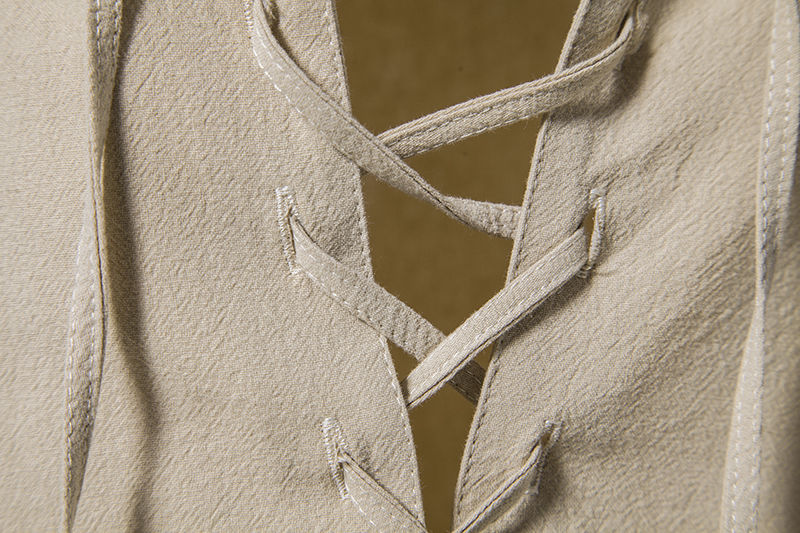 Thumbnail: New Men's Casual Blouse Cotton Linen Shirt Tops Long Sleeve Tee Shirt Spring Aut