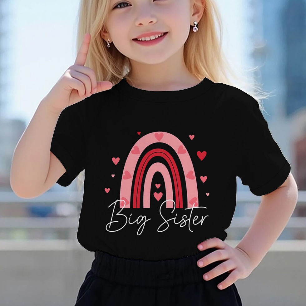 Thumbnail: Big Sister Little Sister Rainbow Matching Kids T-Shirts Pink Heart Rainbow Graph