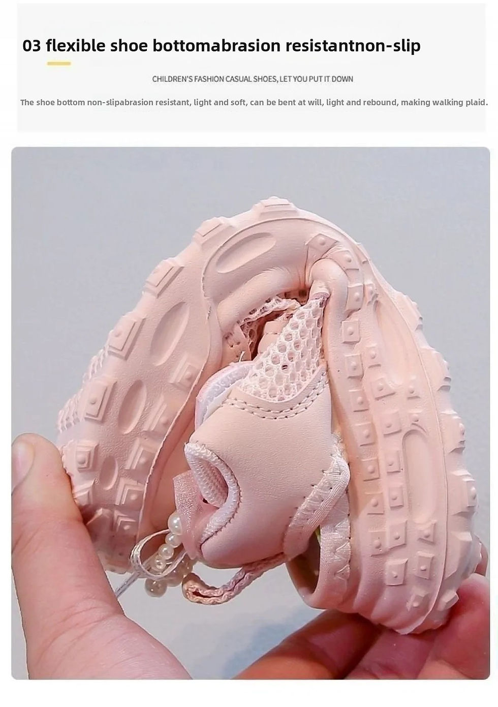 Thumbnail: PU Leather Sport Shoes For Girls Hollow Out Mesh Breathable Teenager Girl's Sand
