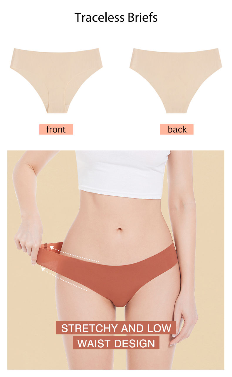 Thumbnail: 3 Pcs Set Seamless Panties for Women Breathable Low Waist Sexy Underwear Solid S