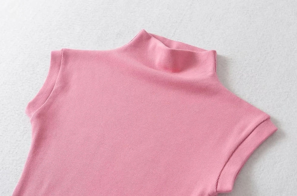 Thumbnail: Women Summer Sexy Turtleneck Sleeveless T-Shirts Tops Solid Slim Fit Pullovers C