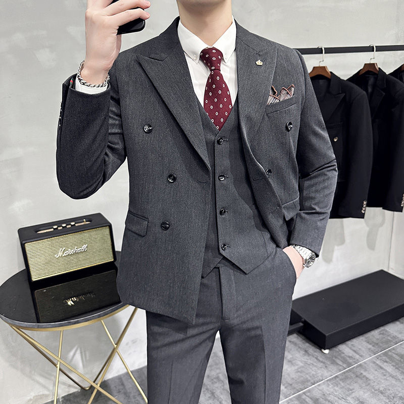 Thumbnail: S-7XL (Jacket+Vest+Pants) Fashion Boutique Lattice Formal Business Mens Suit 3Pc