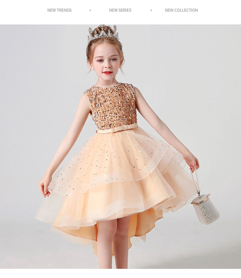 Thumbnail: 2023 Hot style Summer Sequin Lace Tuxedo Wedding Dress for girls 3-13 years old 