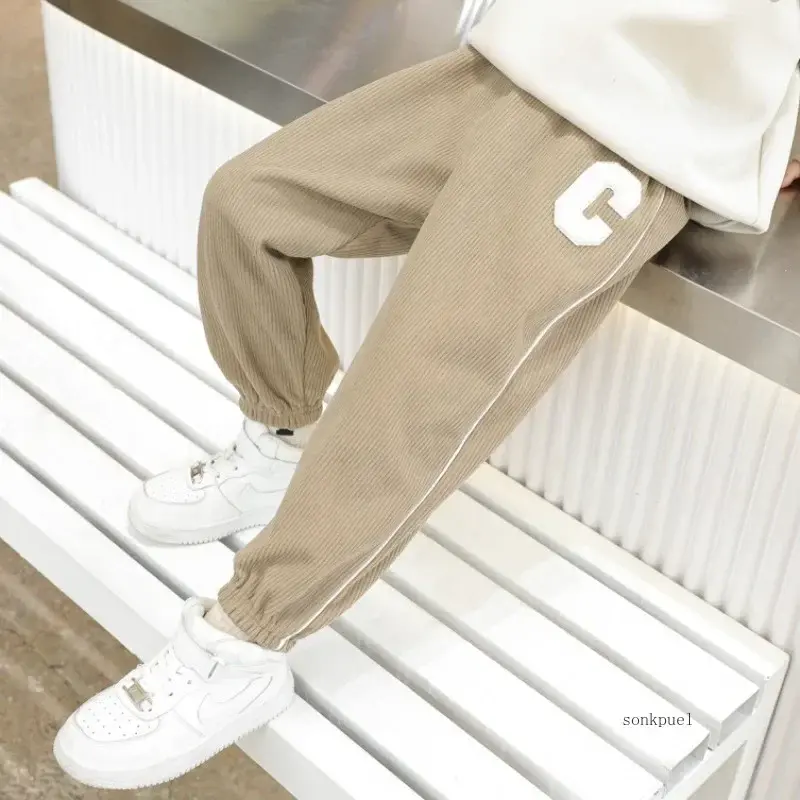 Thumbnail: Children's Warm Pants with Fleece Thickened Autumn and Winter New Sweatpants Bab