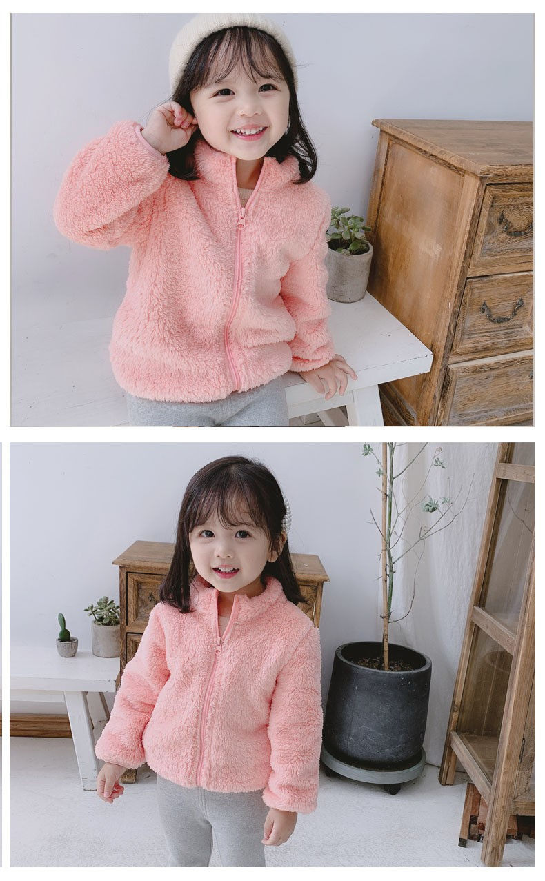 Thumbnail: 2026 Baby Double Sided Fleece Jacket Spring Autumn Winter Warm Solid Color Versa