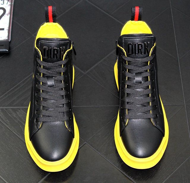 Thumbnail: Men's High Boots Shiny Patent Leather Board Boys High-Top Casual Shoes 2025 New 
