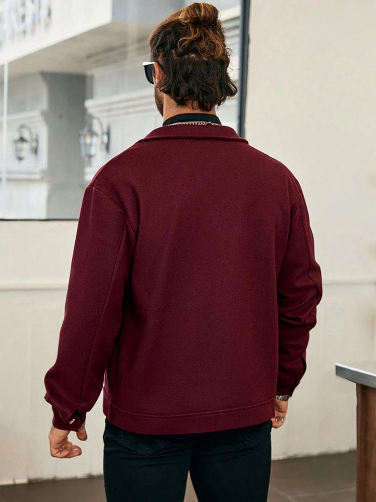 Thumbnail: 2025 Autumn/Winter New Solid Color Men's Woolen Coat Fashion Zipper College Styl