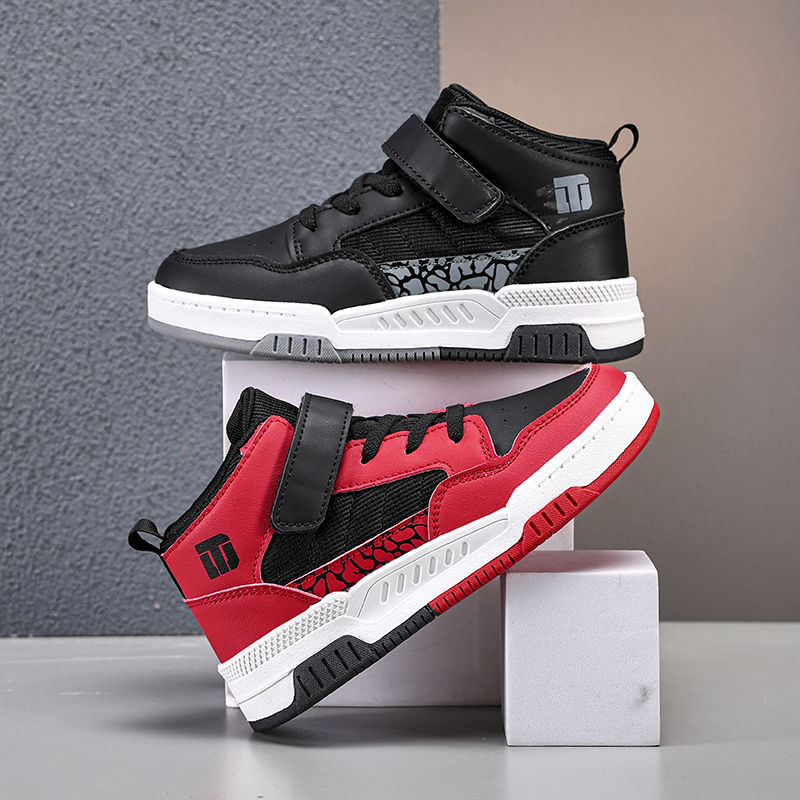 Thumbnail: Classic Fashion Children Shoes Boys Leather Sneaker High Top Skater Basketball S