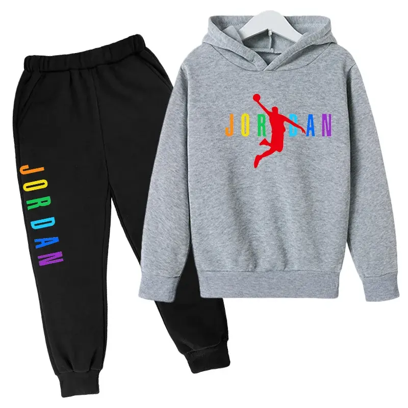 Thumbnail: 2-13 Years Boys Girls Simple Outfits Children Clothes Autumn Spring 2pcs Hoodie+