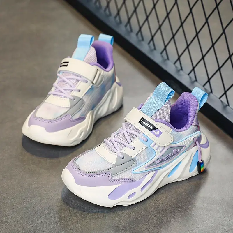 Thumbnail: New Kids Girls Sneakers Breathable Mesh Running Shoes Lightweight Soft Sole Spor