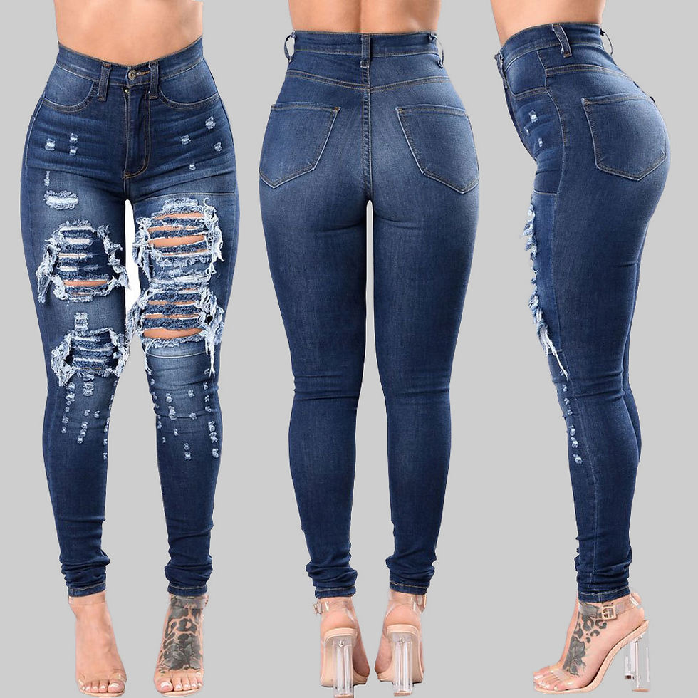 Thumbnail: HOLE Denim Women 2025 High Waist Ripped Jeans for Women Skinny Black Pockets Jea