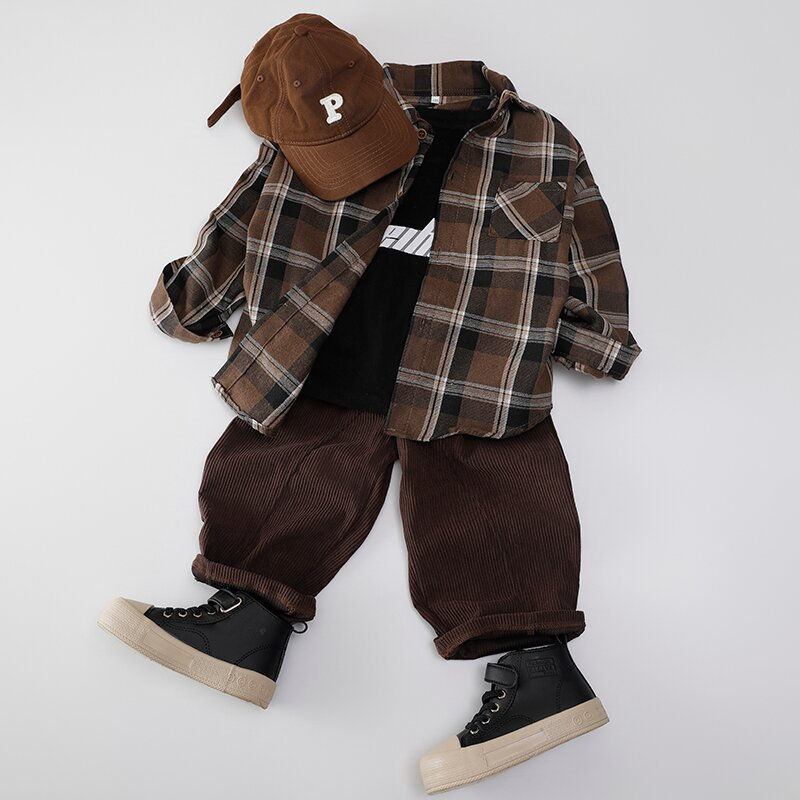 Thumbnail: 1PCS Autumn Blouses & Shirts New Spring Boy Shirt Plaid Long-sleeved Children's 
