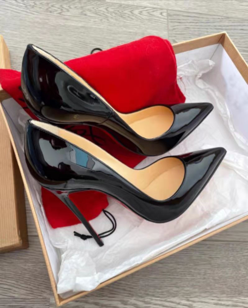Thumbnail: 2025 New Black 12cm High Heels Classic Thin Heels Sexy Shallow Mouth Fashion Com