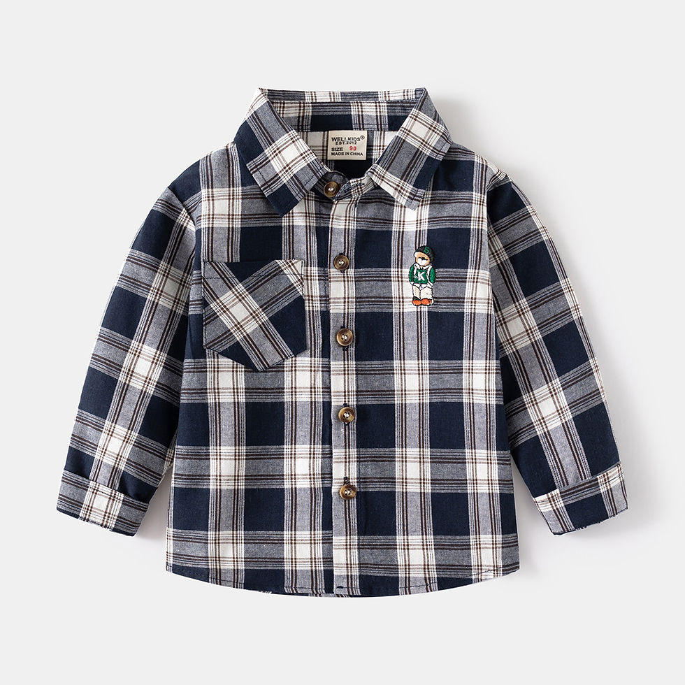 Thumbnail: New Children's Clothes 2025 Kids Shirts With Collar Boys' Cotton Long Sleeved Ba