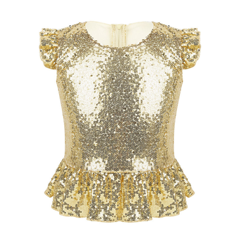 Thumbnail: Kids Girls Mermaid Costume Top Girls Sleeveless Sequins Glittering Shirt T-Shirt