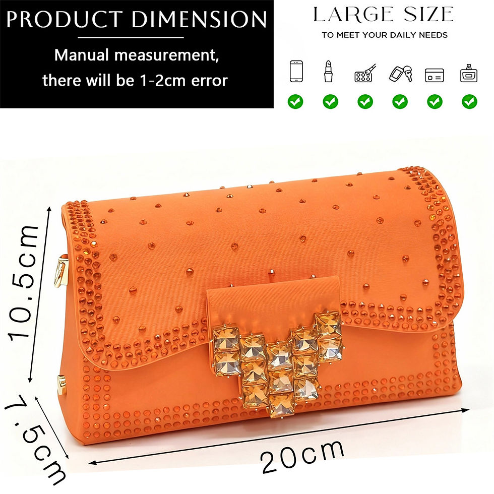 Thumbnail: Stylish Orange Rhinestone High Heel Shoes & Matching Handbag - Elegant Pointed-T