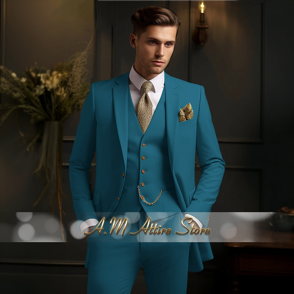 Thumbnail: Sophisticated Sage Green 3pcs Suit for Men Jacket Vest Pants Premium Modern Tail