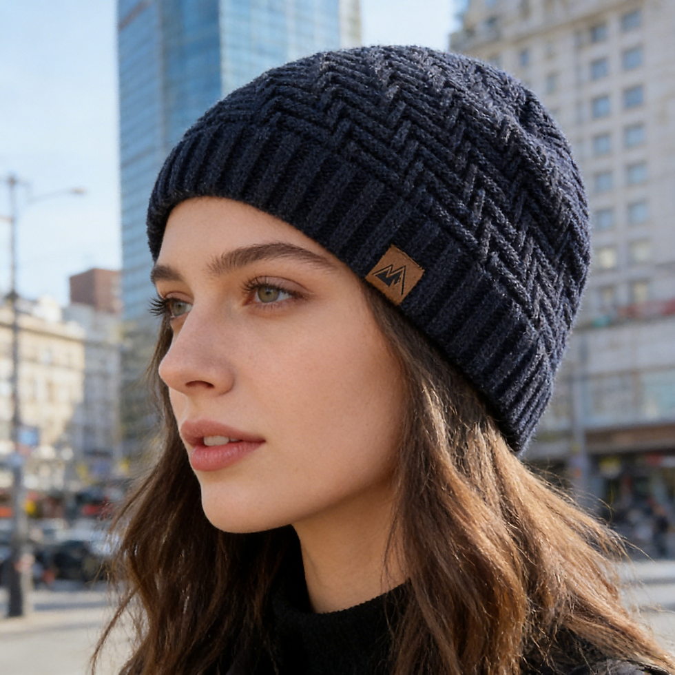 Thumbnail: Unisex Peak Labal Winter Hats Fashion Knitted Hats For Men And Women Beanie Cap 