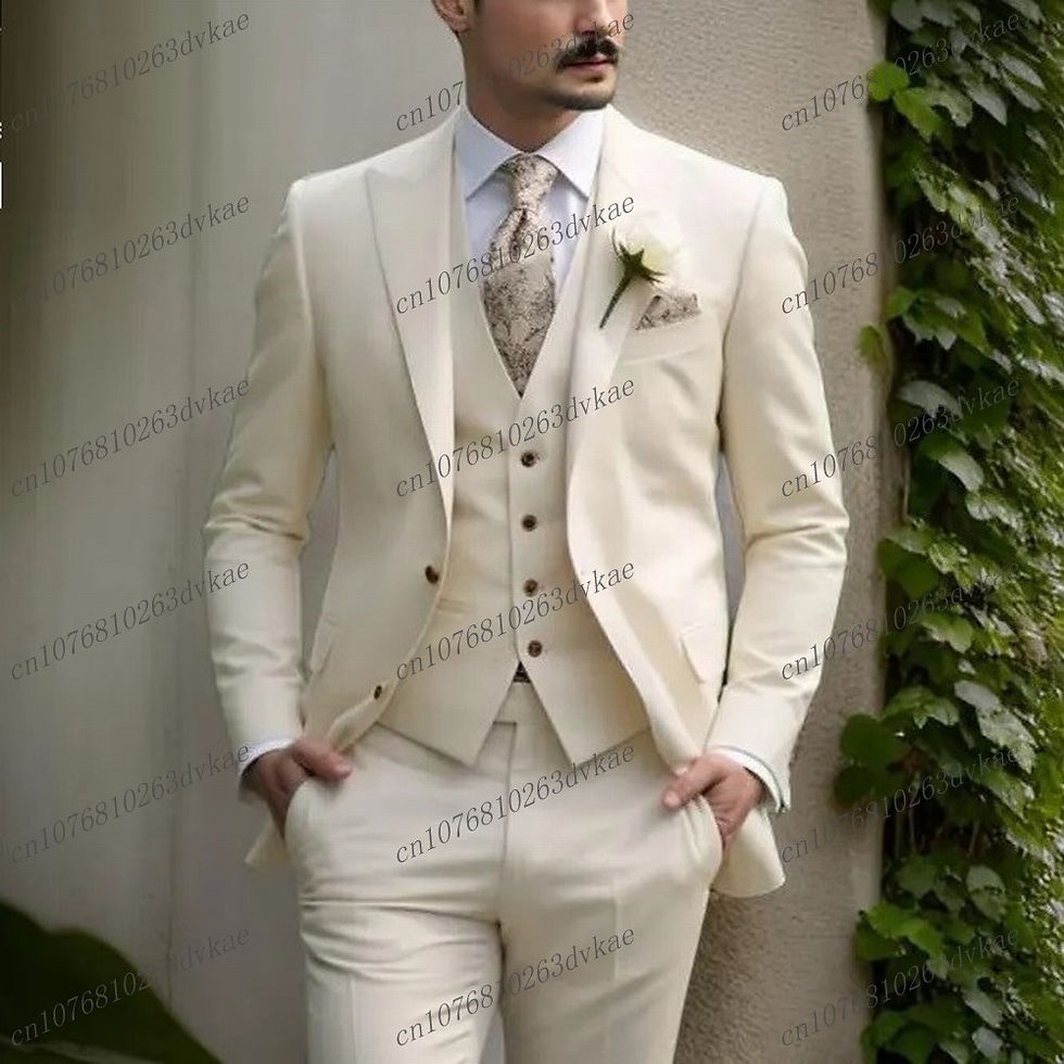 Thumbnail: New Purple Formal Men Suit Groom Groomsman Wedding Party Prom Business Male Tuxe