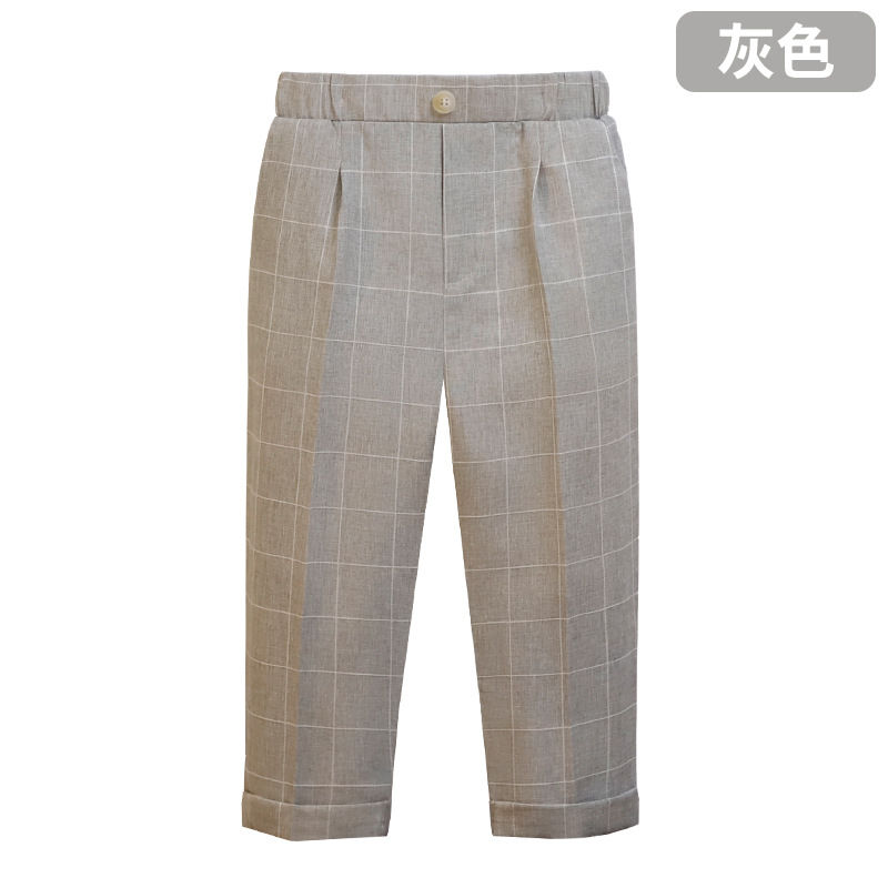 Thumbnail: New Children Boys Suit Pants Cotton Plaid Kids Boys Casual Pants Elementary Scho