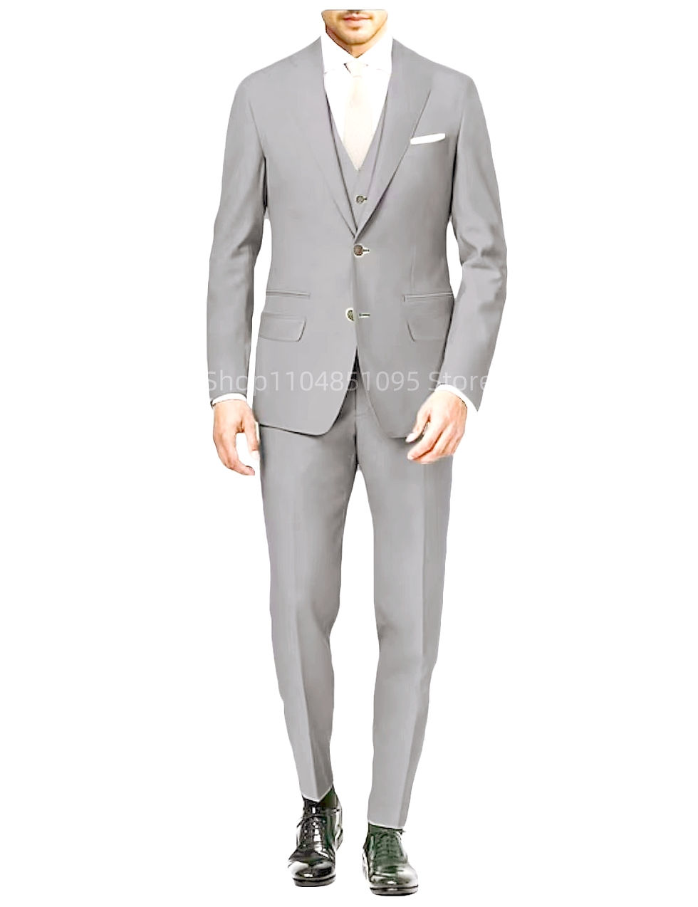 Thumbnail: Latest Matcha Green Formal Men's Suits Slim Fit Elegant Groom Tuxedos Business P