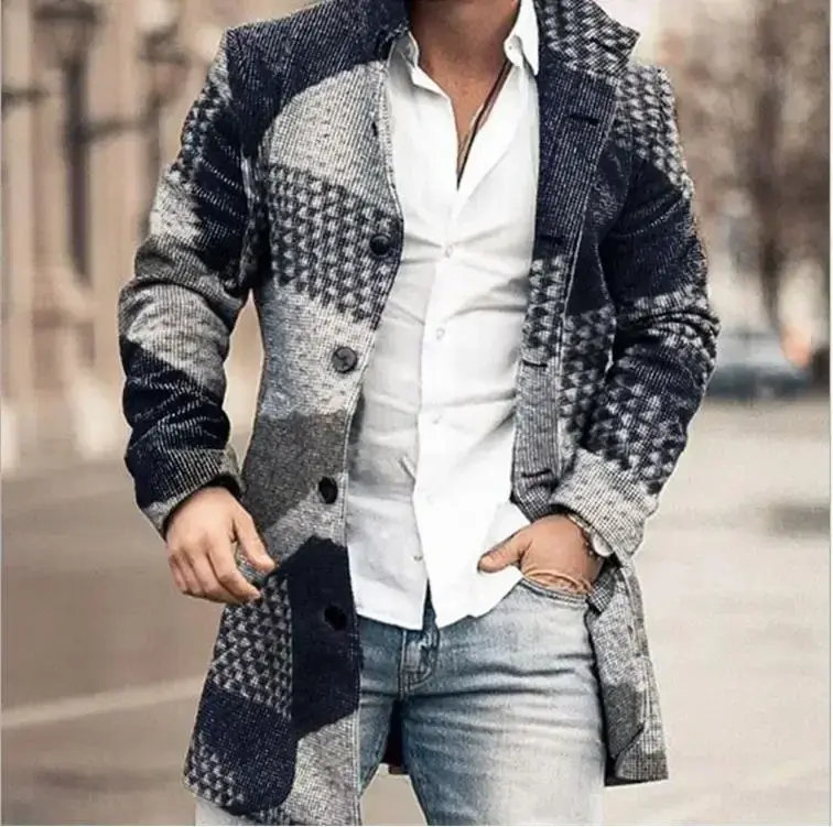 Thumbnail: 2026 Men's Casual Wool Blends Jacket Plaid Print Long Sleeve Buttoned Jackets Co