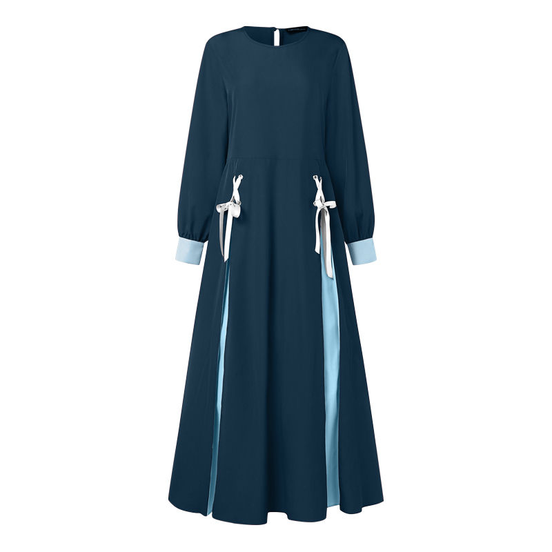 Thumbnail: 2025 Fashion Muslim Dress Abaya ZANZEA Women Patchwork Sundress Maxi Long Vestid