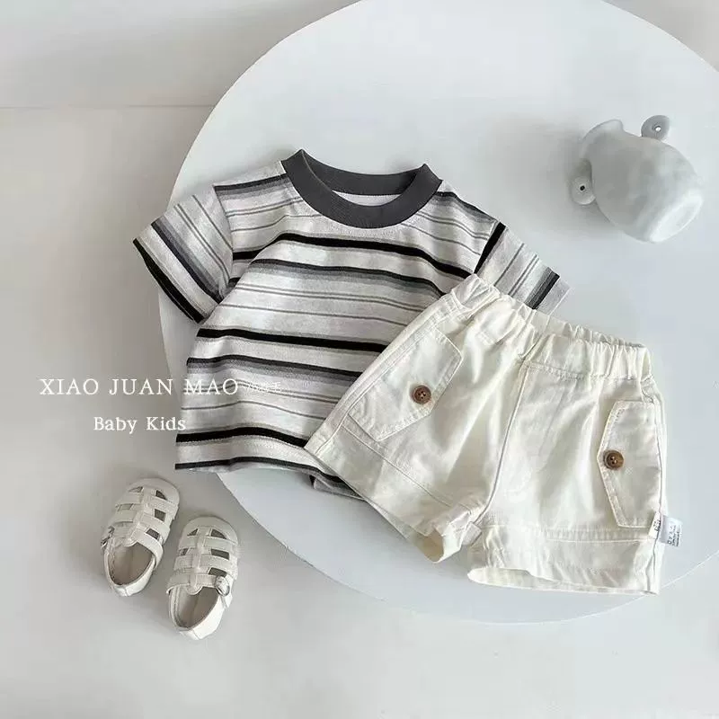 Thumbnail: 2024 Summer Baby Boy Clothing Sets Fashion Bear Embroidery Short Sleeve T-shirt+