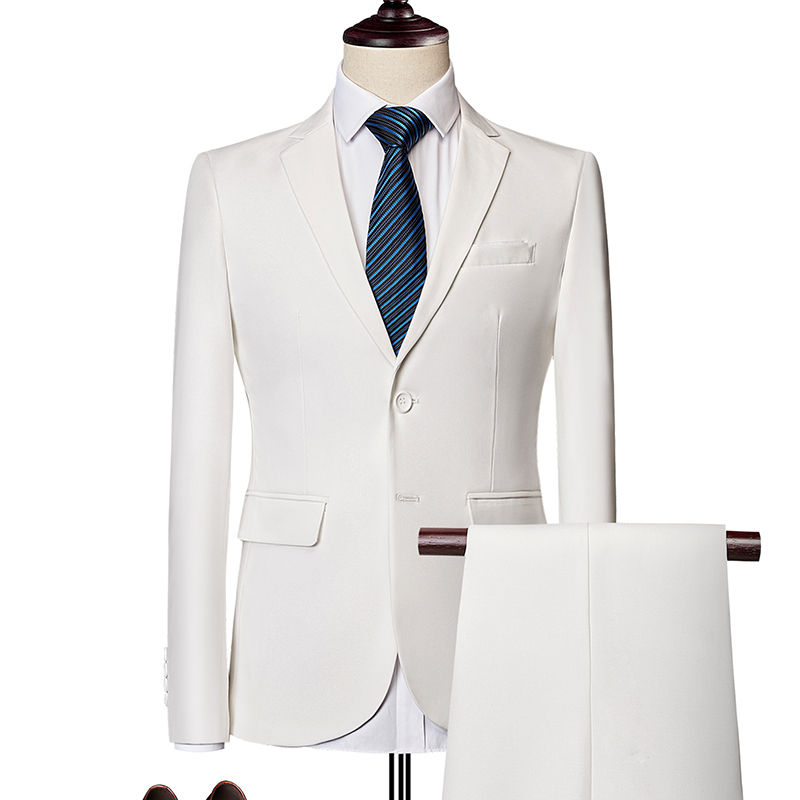 Thumbnail: Men's 2024 Business Casual Wedding Suit Black Two-Piece Set with Waistcoat And T