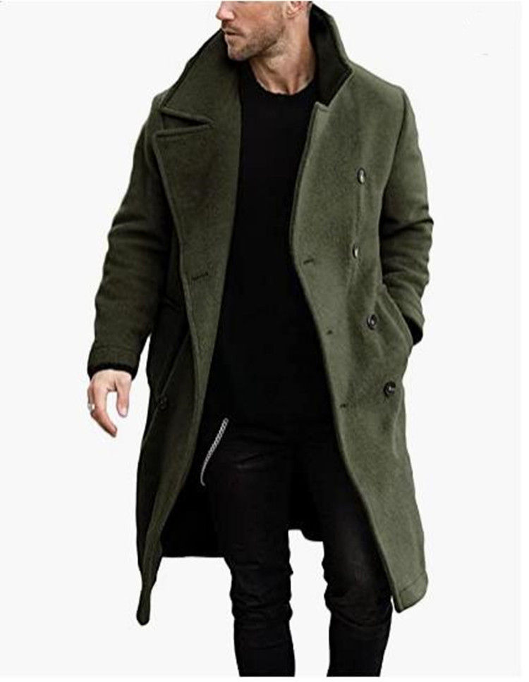 Thumbnail: 23 Autumn and Winter Woolen Men's Coat Long Multi-color Multi-code Woolen Windbr